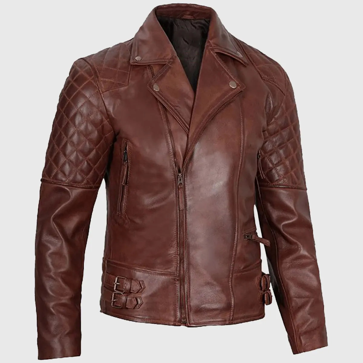 Vintage Brown Double Rider Biker Leather Jacket