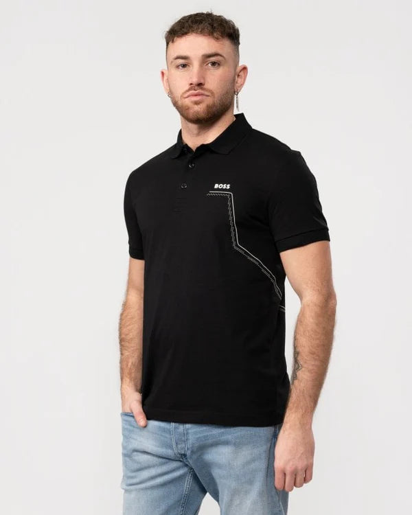 Paddy 3 Mens Black Polo Shirt