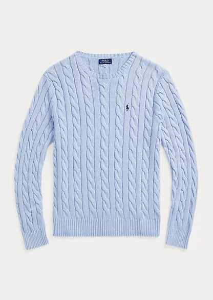 Polo Ralph Lauren Driver icon logo cotton cable knit jumper in light blue
