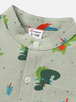 PP-PatPat 2pcs Baby Boy Cotton Short-sleeved Allover Dinosaur Print Shirt And Solid Shorts Set PP33