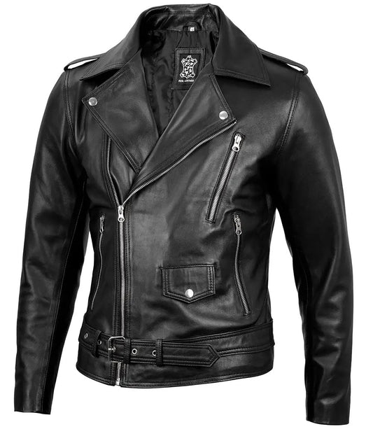 Real Lambskin Motorcycle Style Casual Leather Jackets for Men
