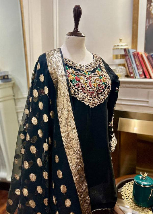 Party Wear  3 Piece - Top + Bottom + Dupatta