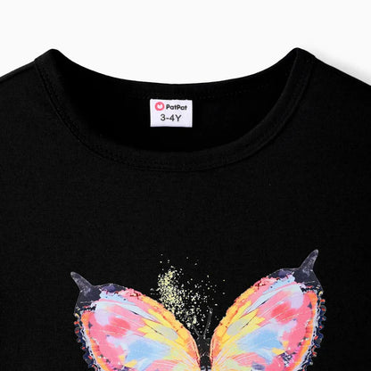 PP-2pcs Toddler Girl Butterfly Print Short-sleeve Tee & Shorts Set PP518