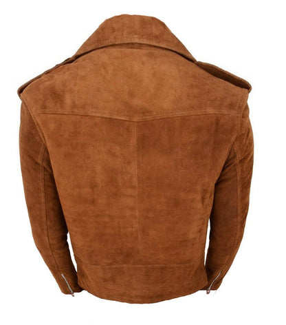 Classic Men's Sheepskin Suede Leather Jacket BiKer ziper