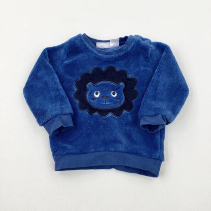 Lion Appliqued Blue Fleece Jumper - Boys