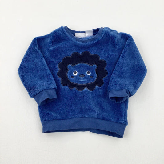 Lion Appliqued Blue Fleece Jumper - Boys