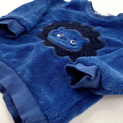 Lion Appliqued Blue Fleece Jumper - Boys