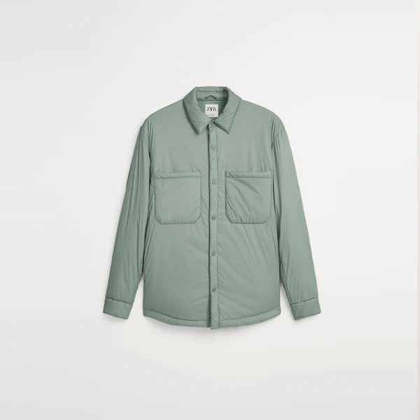 WATER REPELLENT PADDED OVERSHIRT  GREENISH