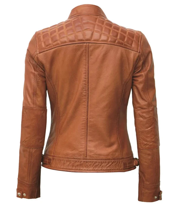 Women’s Brwon Biker Real Leather Jacket